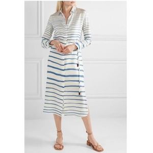 Theory Graduated Stripe Belted Silk Shirtdress